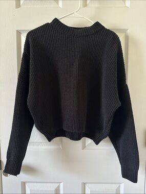 Black Ribbed Crewneck